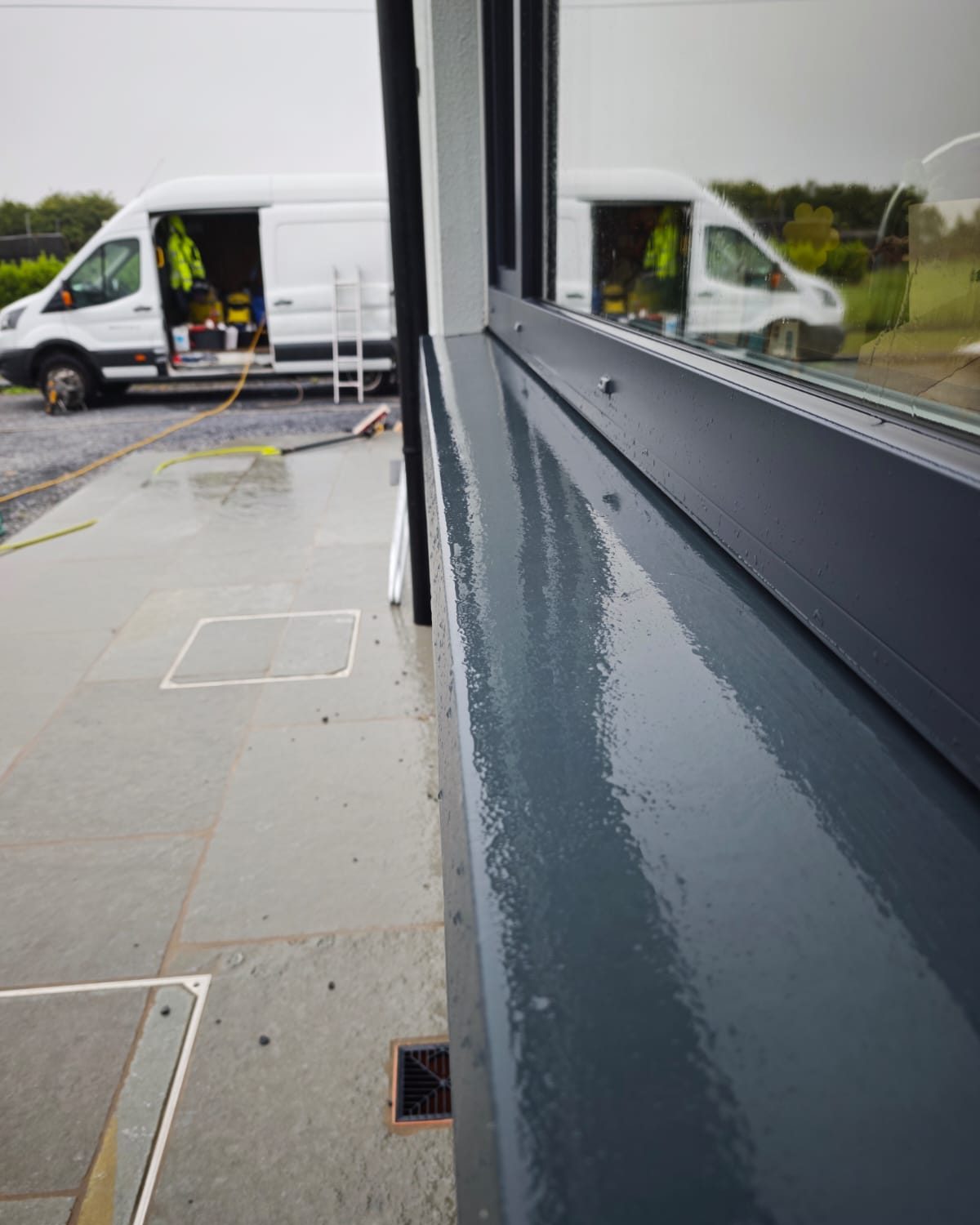 Atlantic Services van set up on site at a residential clean